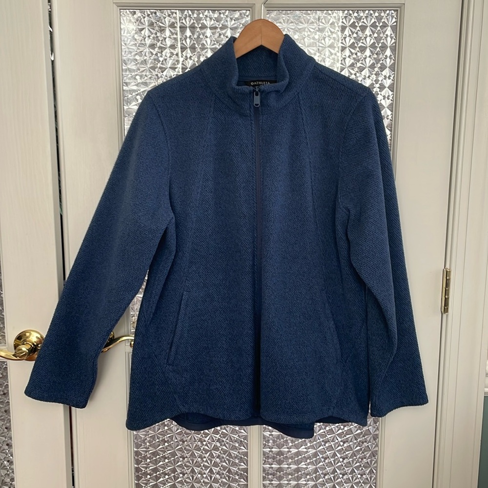 Athleta Stroll Fleece Full Zip Size 1X Chrome Blue Black Heather
